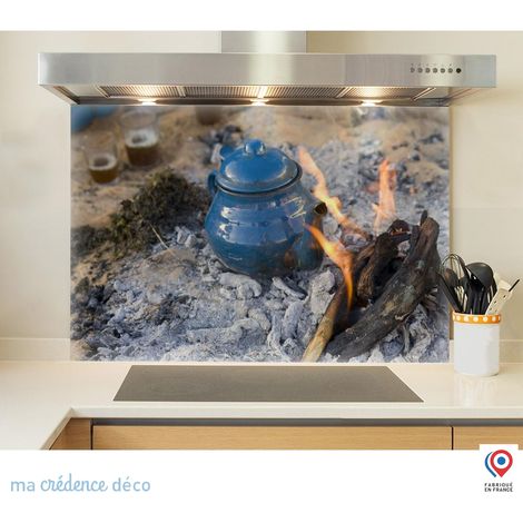 Fond de hotte : Théière et desert - Verre trempé - 90 cm - 60 cm (1/5)