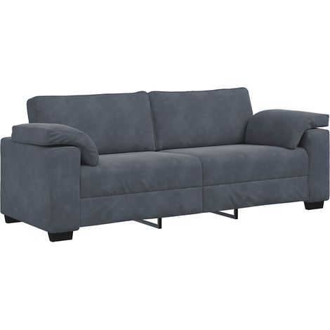 Canapé  Sofa à 3 places gris foncé 220x77x82 cm velours (1/5)