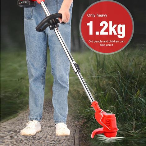 Coupe-herbe électrique sans fil, débroussailleuse à batterie, coupe-bordure de pelouse, rogneuse d'herbe avec kit, taille-haie portatif, outil de jardinage rechargeable. (1/2)