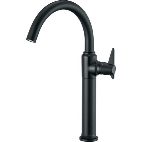 Miscelatore lavabo con bocca girevole alto 37 cm in ottone finitura nero opaco - Tevo