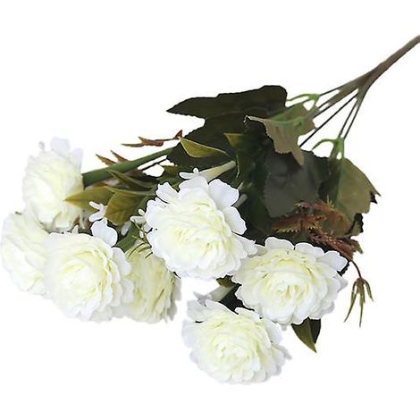 branche de pivoine artificielle en soie synthétique, souple, belle, résistante aux intempéries et élégante, idéale pour les cadeaux d'invités.blanc (1/5)