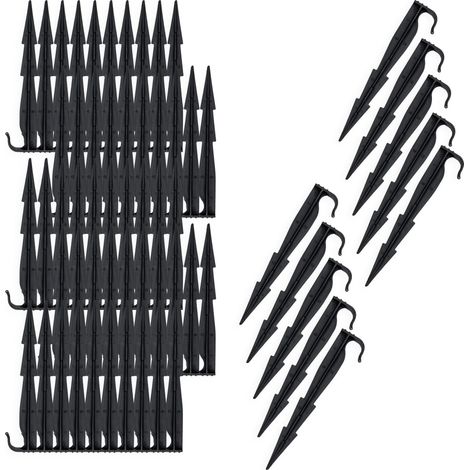 Gartenschlauch Bodenanker schwarz 16 cm - 100er Pack - Erdspieß für Sprinkler und Bewässerungsschläuche