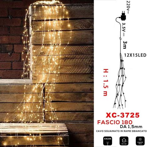 TRADE SHOP - Fascio Luminoso 180 Microled Luce Calda Cavo Sguainato In Rame Sbiancato Xc-3725 -