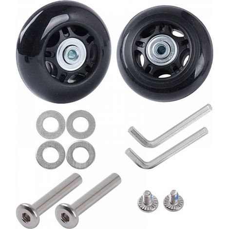 Lot de 2 roues de rechange pour valises, kit de réparation, essieux en caoutchouc, roues de rechange silencieuses pour bagages, accessoires de valises (68 x 6 x 24 mm, longueur de l'essieu : 35 mm) (1/4)
