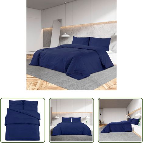 vidaXL Housse de couette bleue - Ensemble de housse de couette Bleu marine 260x240 cm Microfibre (1/5)