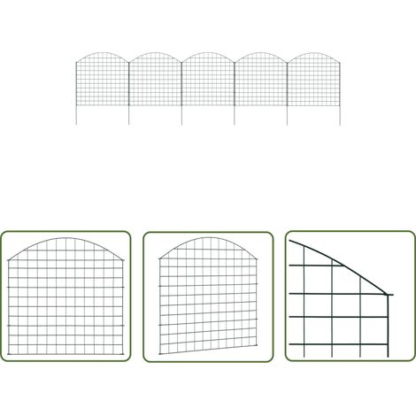 The Living Store Ensemble de clôture de jardin arquée 77,5x78,5 cm vert - Clôture De Jardin - Clôture Métallique - Clôture Verte - Clôture Pliable - Panneau De Clôture (1/5)