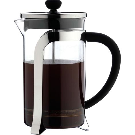Cafetière Corps en Verre avec Corps en Acier Inoxydable et Filtre à Mailles, 1000 ML (8 Tasses à Espresso ou 4 Tasses) (1/2)