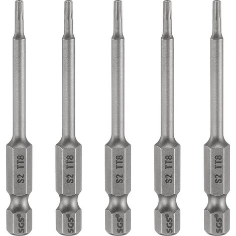 5Pcs Embout Tournevis Torx TT8 1/4" Hex Tige Longueur 2.56"(65mm) (1/5)