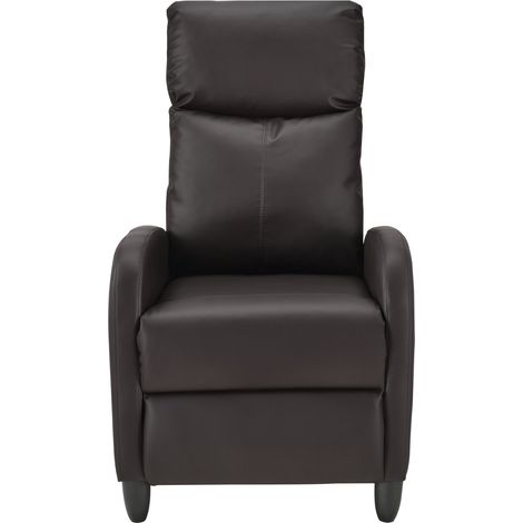 Fauteuil relaxant avec dossier inclinable et repose-pieds housse marron 102 cm (1/4)