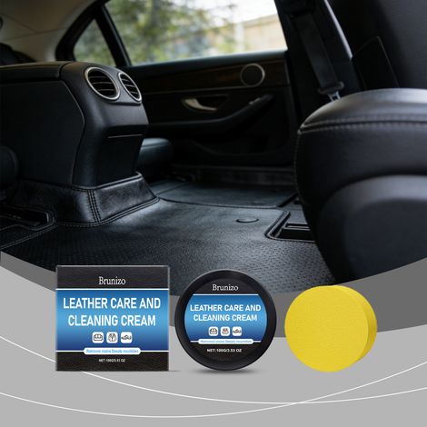 Crème d'entretien et de nettoyage du cuir - Nettoyage et rénovation doux de l'intérieur du cuir et de l'habitacle de voiture - Cire, crème d'entretien du cuir - 100 g + éponge (1/5)