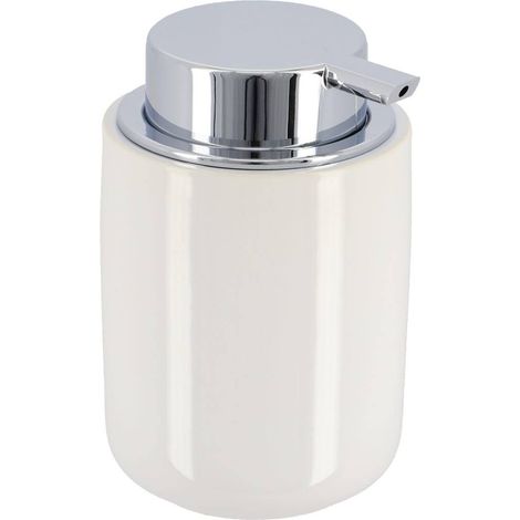 Dispensador de jabón dolomita bomba redonda cromada 235 ml - blanco - Tendance