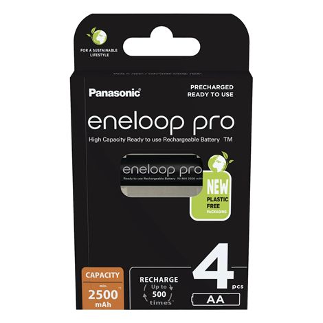 Panasonic  AA  2500 mAh  4 unidades  eneloop Pro BK-3HCDE/4BE