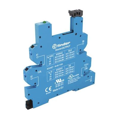 FINDER 93.65.7.024 SUPPORT RELAIS AVEC ÉTRIER DE FIXATION, AVEC LED, AVEC PROTECTION ANTIPARASITE CEM ADAPTÉ POUR SÉRIE (RELAIS)