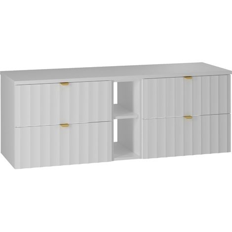 Mueble bajo lavabo 140cm 2 compartimientos encimera Lexa Blanco (1/4)