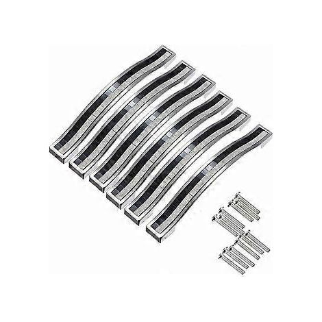 6x 128mm Poigne de Porte Cristal Decoration Bouton de Porte Bouton de Meuble Pour Meuble Tiroir Placard Bin Penderie Armoire,Argent Noir