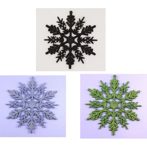 24pcs Décoration de Noël Flocon de Neige Suspendu Plastique Blanc Flocon de Neige Fenêtre Arbre de Noël Flocon de Neige Fête Suspendu B (1/5)