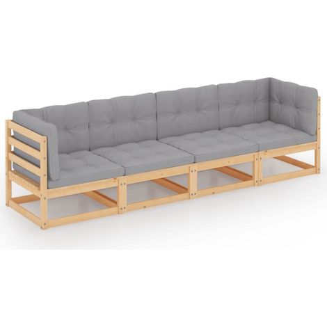 4-Sitzer-Gartensofa mit Kissen Kiefer Massivholz vidaXL (1/5)