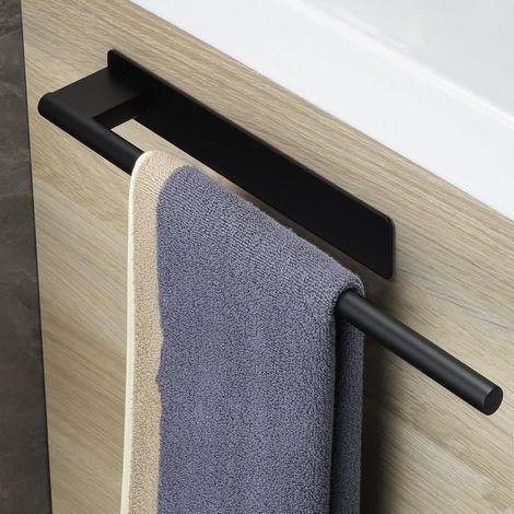 Porte Serviettes Porte Serviette Murale Acier Inoxydable Support Serviette Salle De Bain Auto-Adhésif Porte Serviettes Noir (1/4)