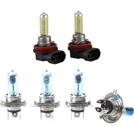 2 ampoules H11 3000K jaune vif 55 W pour feux de brouillard de voiture et 4 ampoules halogènes H4 100 W 12 V pour phares de voiture (1/5)