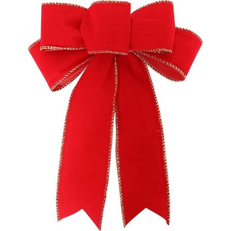 Bow - Noeud Décoratif Pour Arbre De Noël - Intérieur Extérieur - Flocage Et Lin - 24 X 19 Cm - 1 Pièce (1/5)