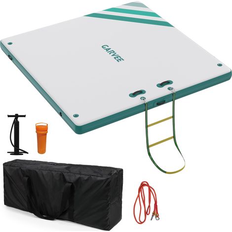 Rutschfeste aufblasbare Plattform 3×3 m – Dicke Insel für See, Strand, Pool – Stabile Oberfläche, Tasche inkl.
