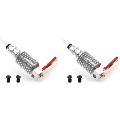 2X para Anycubic I3 Mega Hotend 12V con 2PCS de acero endurecido de 0,4 mm para boquillas E3D V6 para extrusor Hotend de impresión 3D()