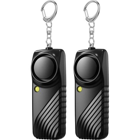 2 Paquets Sécurité Alarmes Personnelles Sonores 130dB Fort avec Lampe Poche LED PortableExtérieur Autodéfense Alarme d'urgence Alarme sécurité pour Femmes Enfants Personnes âgées Noir (1/5)