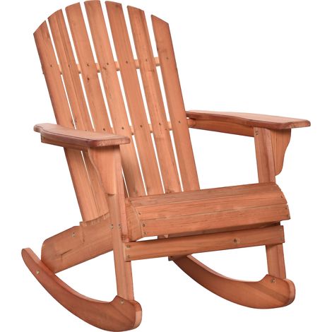 Fauteuil à bascule Adirondack en bois naturel pour balcon et terrasse 77 x 94 x 97 cm (1/5)