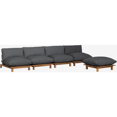 Sofá Modular Reclinable de 4 Piezas con Puff en Madera de Acacia Brina SKLUM Gris Antracita (1/5)