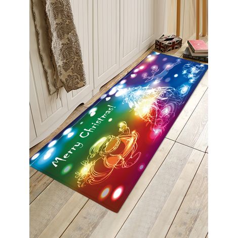 Tapis De Noël - Imprimé 3D Père Noël Renne Sapin Bonhomme De Neige - Antidérapant En 3 Couches - Flanelle Supérieure Éponge Centrale 1 Cm - 40 X 120 Cm Ou 60 X 180 Cm (1/5)
