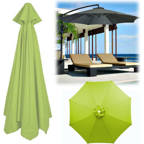 Toile de Rechange Parasol de Jardin Exterieur Deporte 3x3 Polyester imperméable 8 Bras Dessus Parapluie Remplacement,vert clair (1/5)