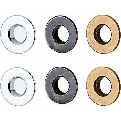 6 Pièces Anneau de Trop-Plein, Insert D'anneau en Laiton, Bagues pour Trop-plein de Lavabo Pièce de Rechange pour évier de Salle de Bain Ou Cuisine (Chrome, Patine Noire, Couleur Antique)
