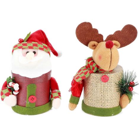 Boîte de rangement bonbon Noël 2 pièces, pot avec poupée mignonne, décoration Xmas, coffret cadeau ornement sucrerie (1/5)