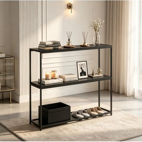 Konsolentisch aus Stahl und Spanplatte, 100 x 30 x 87 cm, schwarz OKMYHOME (1/5)
