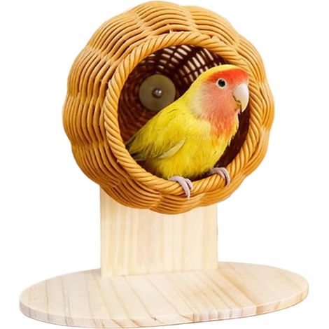 Nichoir pour Cage Jouet Lavable en rotin Artificiel Fait Main Accessoires de cage à perruche Pour petits perroquets, canaris, salon, extérieur, volière, jardin, litière d'animaux (1/5)