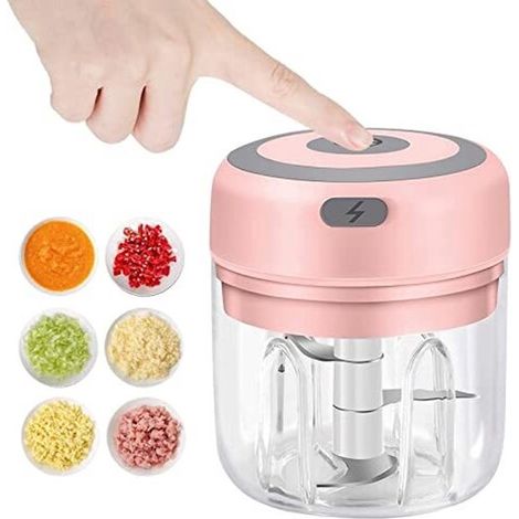 Mini picadora de ajos eléctrica, picadora de alimentos USB de 250 ml, picadora de ajos, cortadora de verduras