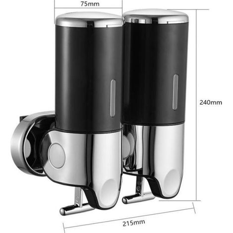 Distributeur De Savon Mural Double Tête - 2x500 Ml - Abs Et Gel De Silice - Pour Salle De Bain Cuisine (1/5)
