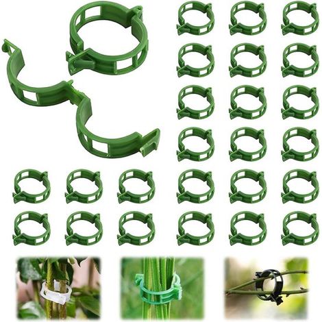 100 clip per piante - Clip per piante in plastica - Clip di supporto per piante riutilizzabili - Clip in plastica - Clip per piante rampicanti - Clip per pomodori - Pianta (1/5)
