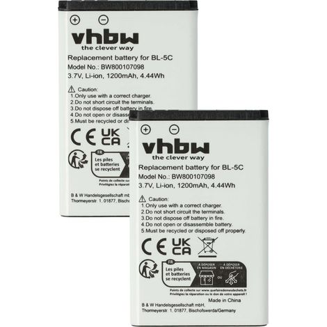 vhbw 2x Akku Ersatz für RTX 10000058 für Handy Smartphone Telefon (1200 mAh, 3,7 V, Li-Ion) (1/5)