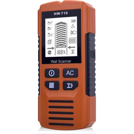 Cable detector, 5-in-1 wall scanner detector, multifunctional stud finder with LCD screen and audible alarm, electronic measuring instrument for non-ferrous metal cables (1/5)