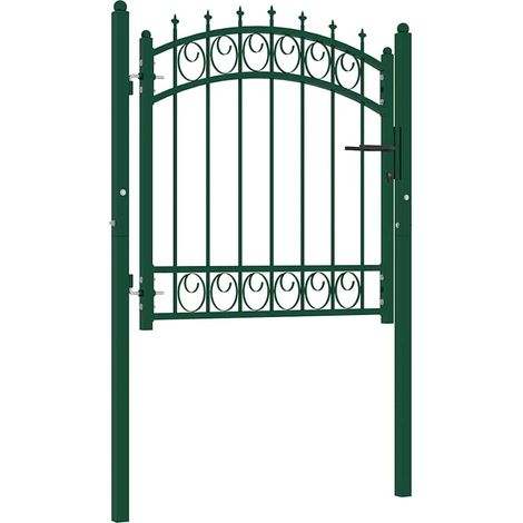 Puerta de valla con picos acero verde 100x100 cm