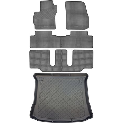 Ensemble de tapis de sol en caoutchouc pour Mazda 5 II VAN (5 portes) de 2005 à septembre 2010 : tapis de sol de voiture et tapis de coffre. (1/5)