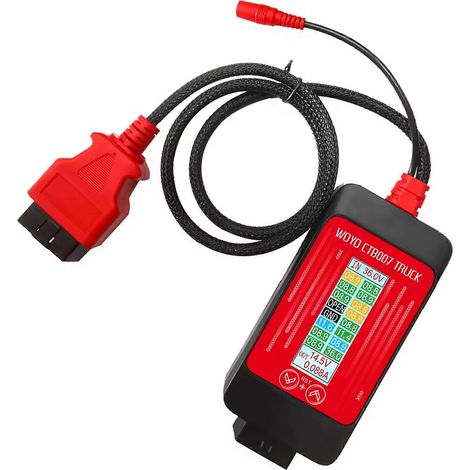 Adaptateur secteur OBD à sortie active compatible avec les véhicules logistiques routiers, convertisseur 24V vers 12V-14,5V, avec écran LCD, boîtier en plastique et câbles multicolores. (1/5)