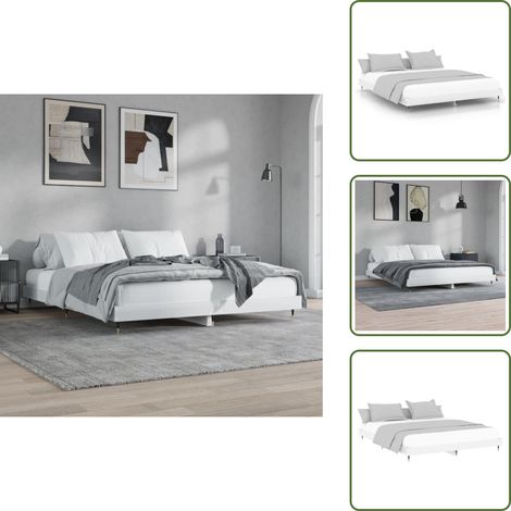 Letto con doghe - vidaXL Giroletto Bianco Lucido 120x200 cm in Legno Multistrato - Letto in metallo