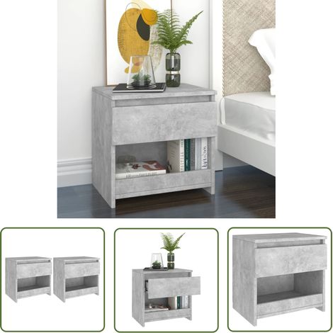 Lot de 2 Tables de Chevet, Tables de nuit, pour Chambre Salon Couloir, Gris béton 40x30x39 cm Aggloméré OIB5769E (1/5)