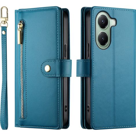 Funda tipo libro Xiaomi Poco X7 Pro 5G, con bolsillo tipo cartera y cremallera, color azul. (1/5)