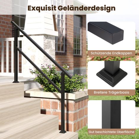 Set of 2 handrails, side-mounted, for stair railings and entrance railings with flexible angle adjustment (1/5)