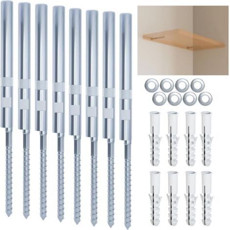 Supports d'étagère flottants (8 pièces) – Supports d'étagère flottants en bois argenté cachés – Fournit un support invisible solide pour les étagères fines-Étagère murale. (1/5)