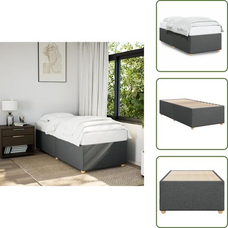 Bettgestell ohne Matratze Dunkelgrau 100x200 cm Stoff - Bettes Gestell - Doppelbett - Holzbettrahmen - Bettkasten - Massivholzbette