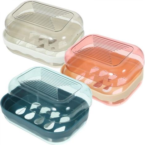 3-Piece Travel Storage Box Set with Lid, Portable Draining Door Organizer for Camping, Gym, and Bathroom, Sturdy and Compact, Dark Blue/Pink